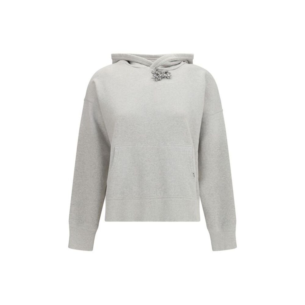 Prada Women Cotton Fleece Hoodie With Jewel Brooch